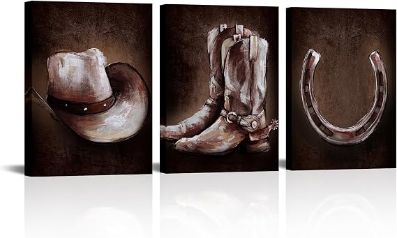 Visual Art Decor Cowboy Decor Canvas Wall Art Western Decor Painting Framed Canvas Prints Living Room Bedroom Decoration (Small)