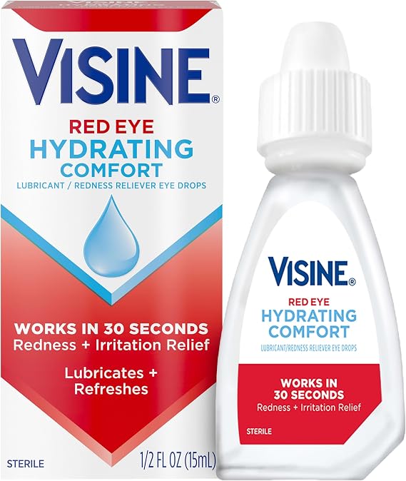 Visine Red Eye Hydrating Comfort Drops Works Fast Against Redness and Dryness, Offers Moisturizing Refreshing Relief to Protect from Further Irritation, 0.5 fl oz