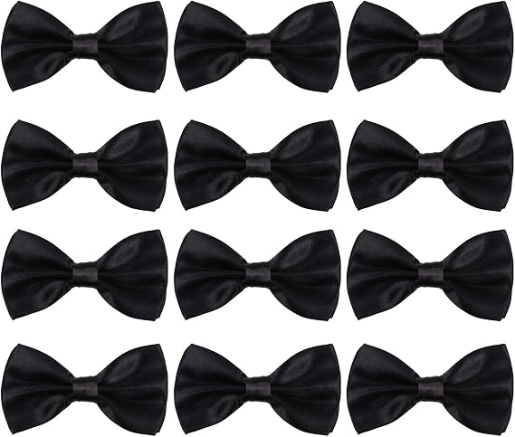 ICObuty Neck Bowtie Tuxedo for Men Adjustable Solid Satin Pre-tied 12 Pcs Wedding Party