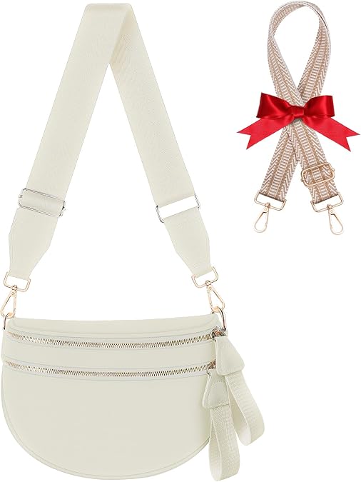 Bum Bags for Women Checkered Crossbody Bag Large Nylon Belt Purse Fanny Packs, Bonus with a Extra Strap