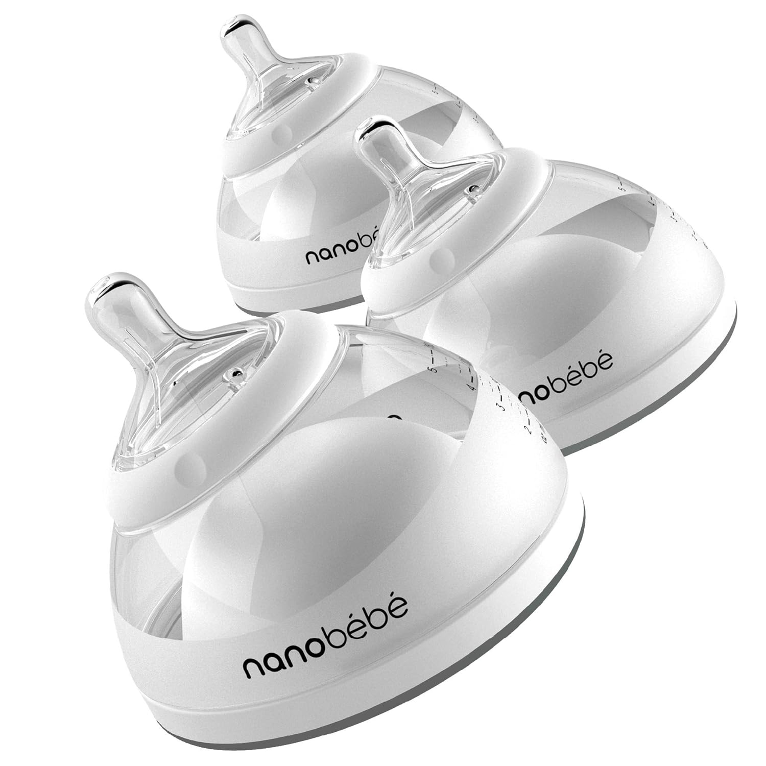 Nanobebe Breastmilk Baby Bottle Award Winning Innovation for Breastfed Babies, Breastfeeding Newborn Breast Like, Anti Colic, Perfect Latch, Preserves Breast Milk nutrients, 3-Pack, Grey