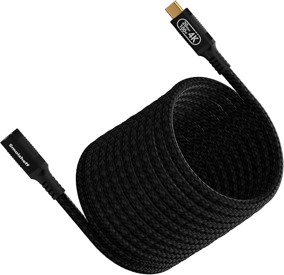 20ft/6m USB C Extension Cable, Extra Length 20Gbps Data Transfer, 100W Charging, 4K@60Hz Video, Nylon Braided Male to Female Extension Cord For Laptops, Tablets, Home Theaters, Monitors, Game Consoles