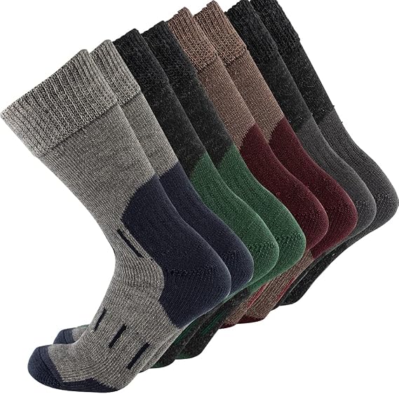 Merino Wool Socks for Men Thick Warm Winter Boot Socks for Hiking, Work & Outdoor Camping (4 Pairs)