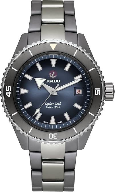 Rado - Captain Cook - Men's Automatic Swiss Watch - 43mm Blue Dial with Date - High-Tech Ceramic Bracelet - R32144202