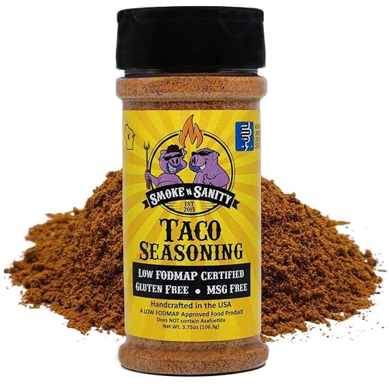 Smoke n Sanity Taco Seasoning - Monash Certified Low FODMAP Seasonings - Gluten Free Taco Seasoning - Certified Kosher - Dairy-Free Seasonings for Low