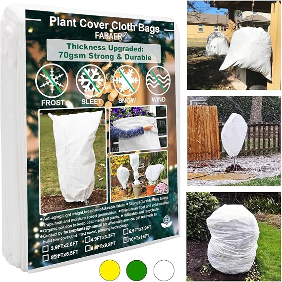 Plant Cover Freeze Protection, 2 Pack Winter Plant Pot Cover Thickened Blanket Frost Protection Frost Cover Bags for Outdoor Plants Greenhouse, Anti-Frost Pest Barrier for Tree, Shrub, Potted Plants