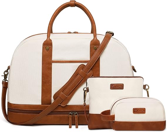 Weekender Bag for Women Canvas Overnight Bag Large Travel Tote Bag Carry on Shoulder Duffle Bag With Shoe Compartment,Perfect for Travel/Daily Use/Birthday Gift ...