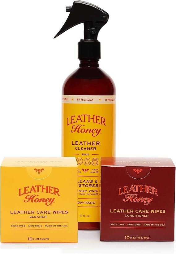 Leather Honey Cleaner Wipes with Conditioner Wipes and 16oz Spray Cleaner