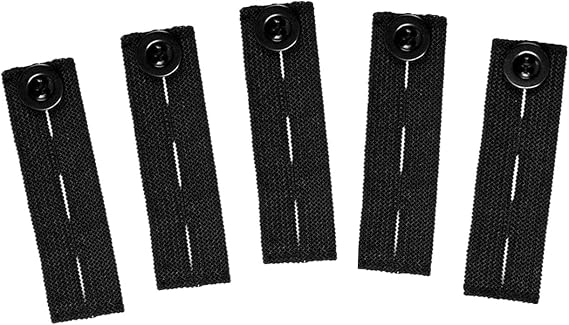 5Pcs Elastic Pants Waist Extender, Adjustable Pant Button Extenders (Black)