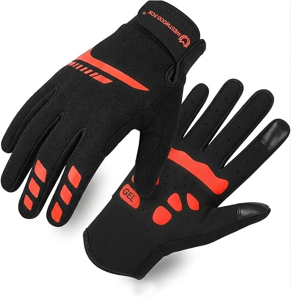 WESTWOOD FOX Cycling Gloves for Men Women, Full Finger, Anti-slip Touchscreen Breathable Mountain Bike Gloves for MTB Riding, BMX, ATV,Road Racing,Bicycle.Climbing and Outdoor Sports