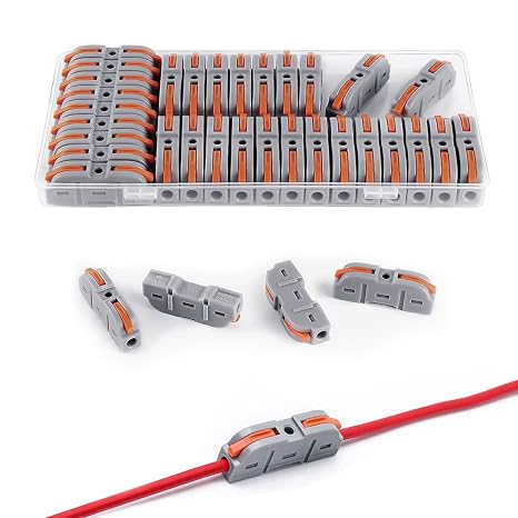 35PCS Lever Wire Connectors, KV211 1 Conductor Compact Electrical Connectors, 1 to 1 Inline Splicing Terminals with Test Holes, Reusable Lever Connectors for DIY Wiring and Lighting