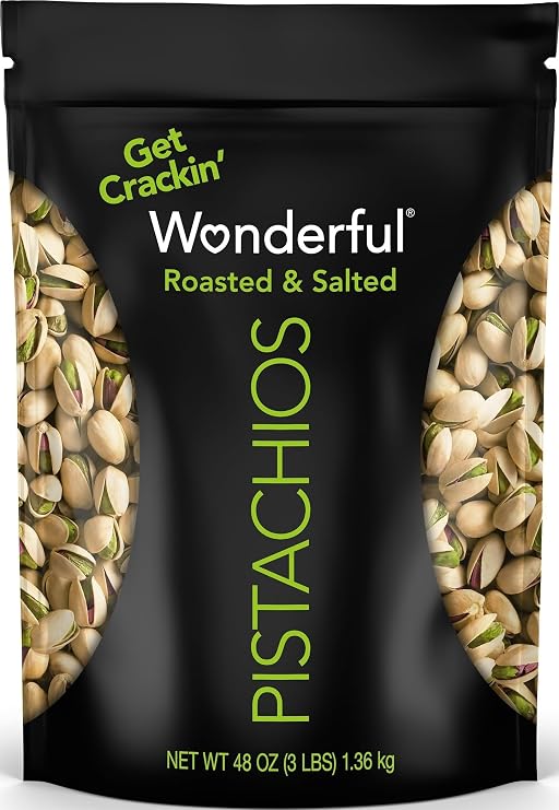 Wonderful Pistachios In Shell, Roasted & Salted Nuts, 48 Ounce Resealable Bag, Protein Snacks, Bulk Snacks, Healthy Snacks for Adults