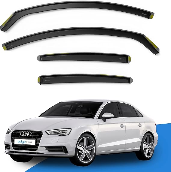 EdgeVisors Wind Deflectors for Audi A3 MK3 4 Door Saloon (2013-2020) 4pc Set | In-Channel Rain Guards & Accessories
