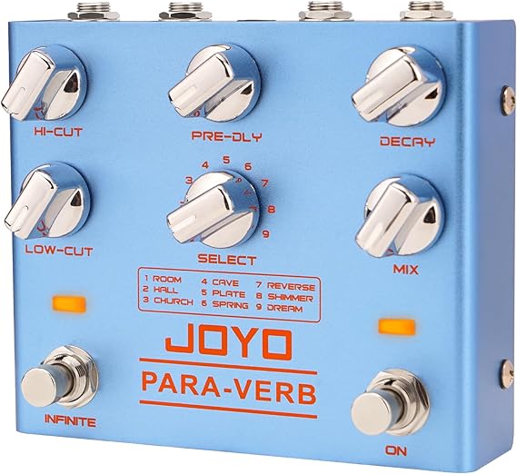 JOYO Digital Stereo Reverb Guitar Pedal, 9 Modes (Room/Hall/Plate/Shimmer/Dream & More) with Hi-Cut/Low-Cut/Pre-Delay, Infinite & Trail, Preset Save, True Bypass (PARA-VERB R-31)