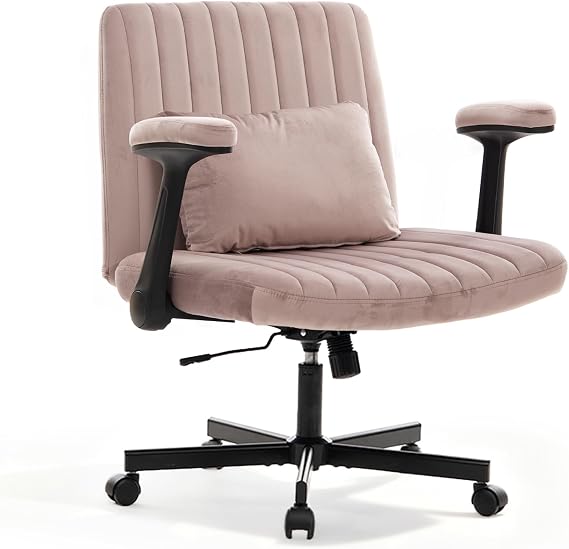 Ergonomic Cross Legged Chair with Wheels, 360 Swivel Meditation Chair, ADHD Chair, Criss Cross Desk Chair with Lumbar Support and Adjustable Stool, Wide Seat Cushion, Light Pink