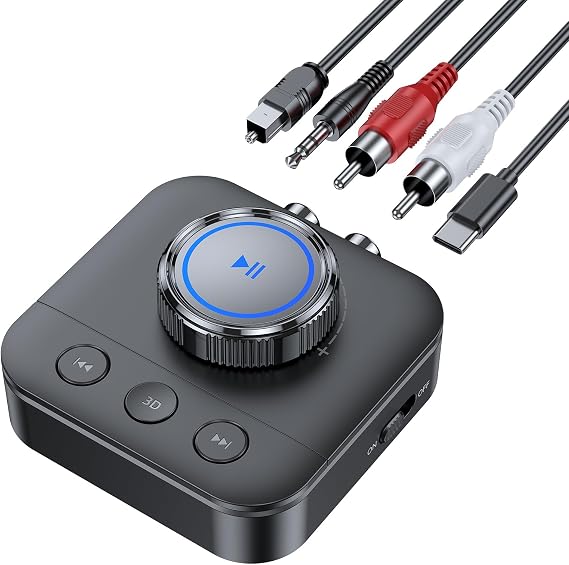 Bluetooth Receiver for Home Stereo, RCA Bluetooth Adapter for Optical, AUX
