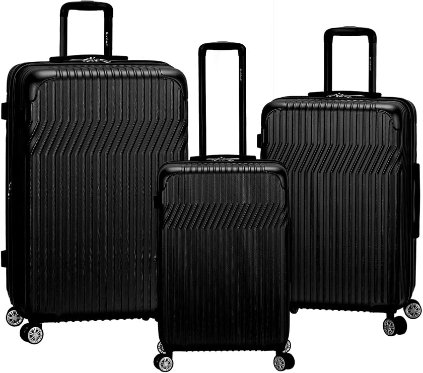 Rockland Pista Hardside 3 Piece Abs Non-Expandable Luggage Set, (20"/24"/28"), Black