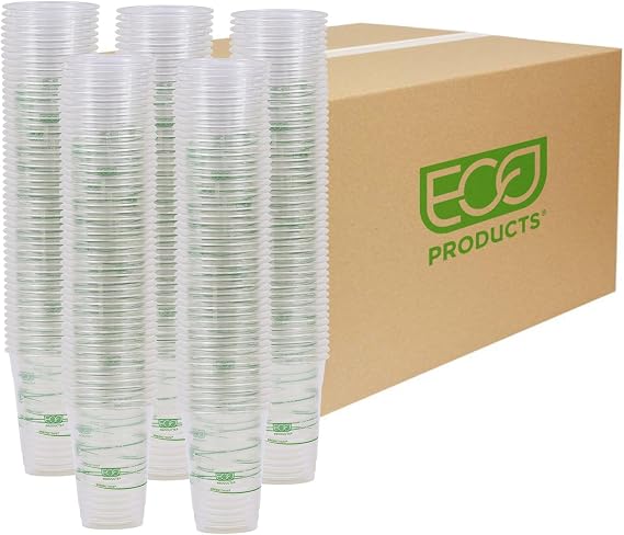 ECO PRODUCTS GreenStripe 16 oz Clear Cold Cups, Plant-Based PLA Disposable Cups for Iced Coffee, Smoothies & Cold Beverages, Foodservice, Restaurant, Catering & Office Use, BPI Certified, 1000 Count