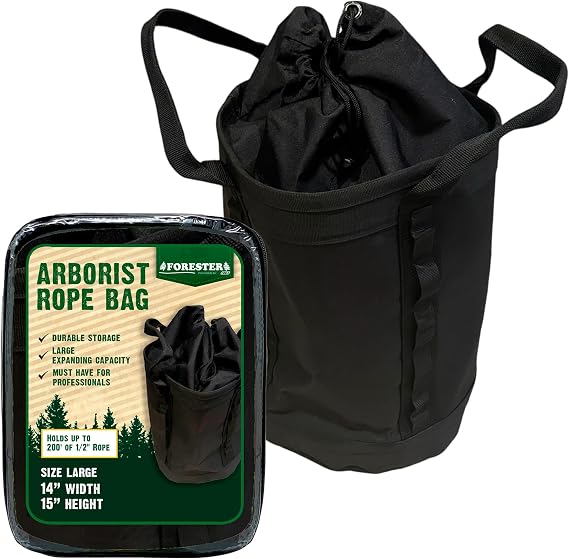 FORESTER Large Arborist Rope Bag - Bucket Style Storage Bag | Arborist Equipment | Tree Climbing Gear | Heavy Duty Nylon Gear Bag with Handles