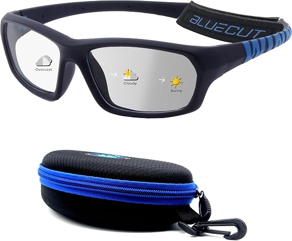 BLUE CUT Sports Protection Goggles, Photochromic Lenses Safety Glasses for Basketball, Pickleball and Outdoor Sports
