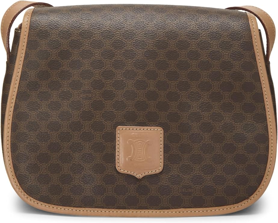 Celine, Pre-loved Brown Coated Canvas Macadam Crossbody, Brown
