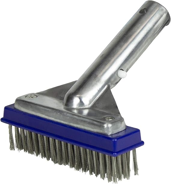 Poolmaster 5-Inch Stainless Steel Pool Algae Detail Brush, Heavy-Duty Aluminum Back, for Gunite Concrete Pools and Spas, Small Narrow Head for Corners, Steps and Tight Areas
