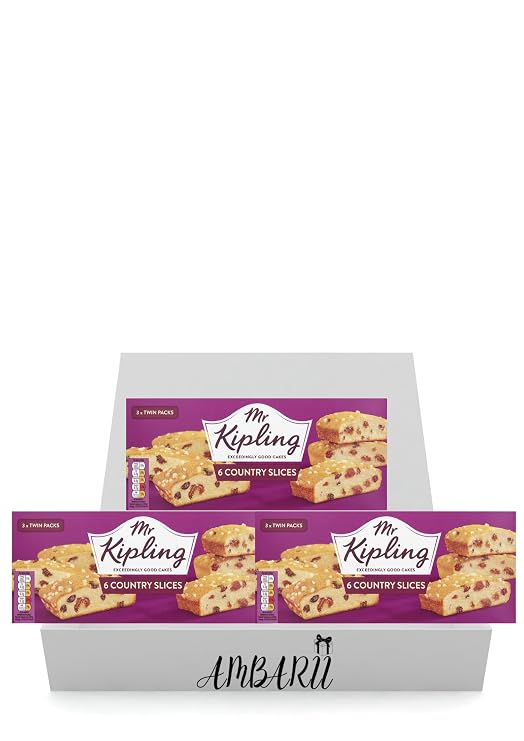 AMBARII Mr Kipling Country Slices, Traditional British Cake with Fruit, 6 Count Per Box, Triple Pack Bundle