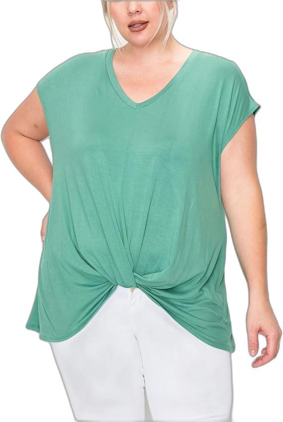 Plus Size V-Neck Twist Front Top
