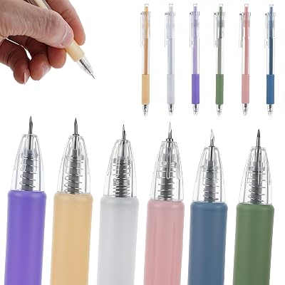 Craft Exacto Knife Craft Cutting Tool 6PCS, Retractable Paper Pen Cutting Tool for DIY Crafting Drawing Scrapbooking, Precision Paper Cutter Pen Art Carving Tools Exacto Knife Pens Set
