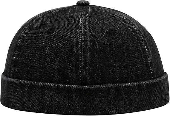 Vintage Denim Cotton Brimless Hat for Men Women Rolled Cuff Docker Cap Harbour Beanie Hats Landlord Hat K377
