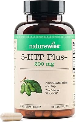 NatureWise 5-HTP 200mg Supplement from Griffonia Seeds with Cofactor Vitamin B6 - Mood Support and Natural Sleep Aid for Adults - Delayed-Release, Vegan - 60 Count[2-Month Supply]