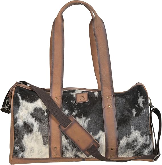 STS Ranchwear Saltillo Spacious Leather Travel Duffle Bag with Adjustable & Removable Shoulder Strap, Tornado/Cowhide, One Size