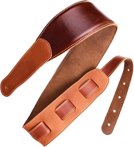 Leather Guitar Strap,Adjustable Length from 41” to 51” Leather Guitar Straps,Anti-Slip,Classic,Acoustic Electric Bass Guitar Strap - Accessories for Guitars