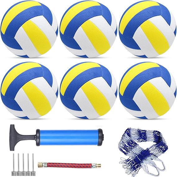 Sazoemao 6 Pack Official Size 5 Volleyball Balls Volley Ball of Synthetic Leather,Includes Ball Pump and Net Bag,Competition Volleyball for Indoor Outdoor...