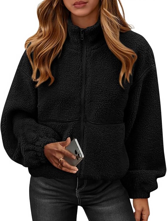 KIRUNDO Sherpa Jacket Women Fleece Zip Up Winter Coats