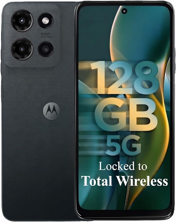 Total Wireless Motorola Moto G 2025, 128GB, 5G (Locked to Total Wireless) | Prepaid Smartphone - 50MP Camera System, 6.7" 120Hz Display, 5000mAh Battery, Gray