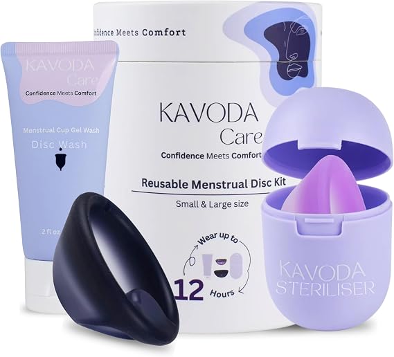 Menstrual Discs - Soft, Flexible, Reusable Medical-Grade Silicone - Wear 12 Hours - Removal Notch - Two Sizes - Menstrual Cup or Tampon Alternative