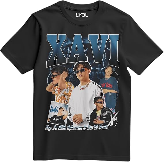 LYBL Xavi Latin Music Urbano Style Collage Graphic Streetwear Tee Black