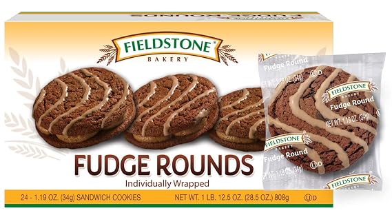 Fieldstone Bakery Fudge Rounds, Boxes, 96 Individually Wrapped Cookies, Chocolate, 4 Count