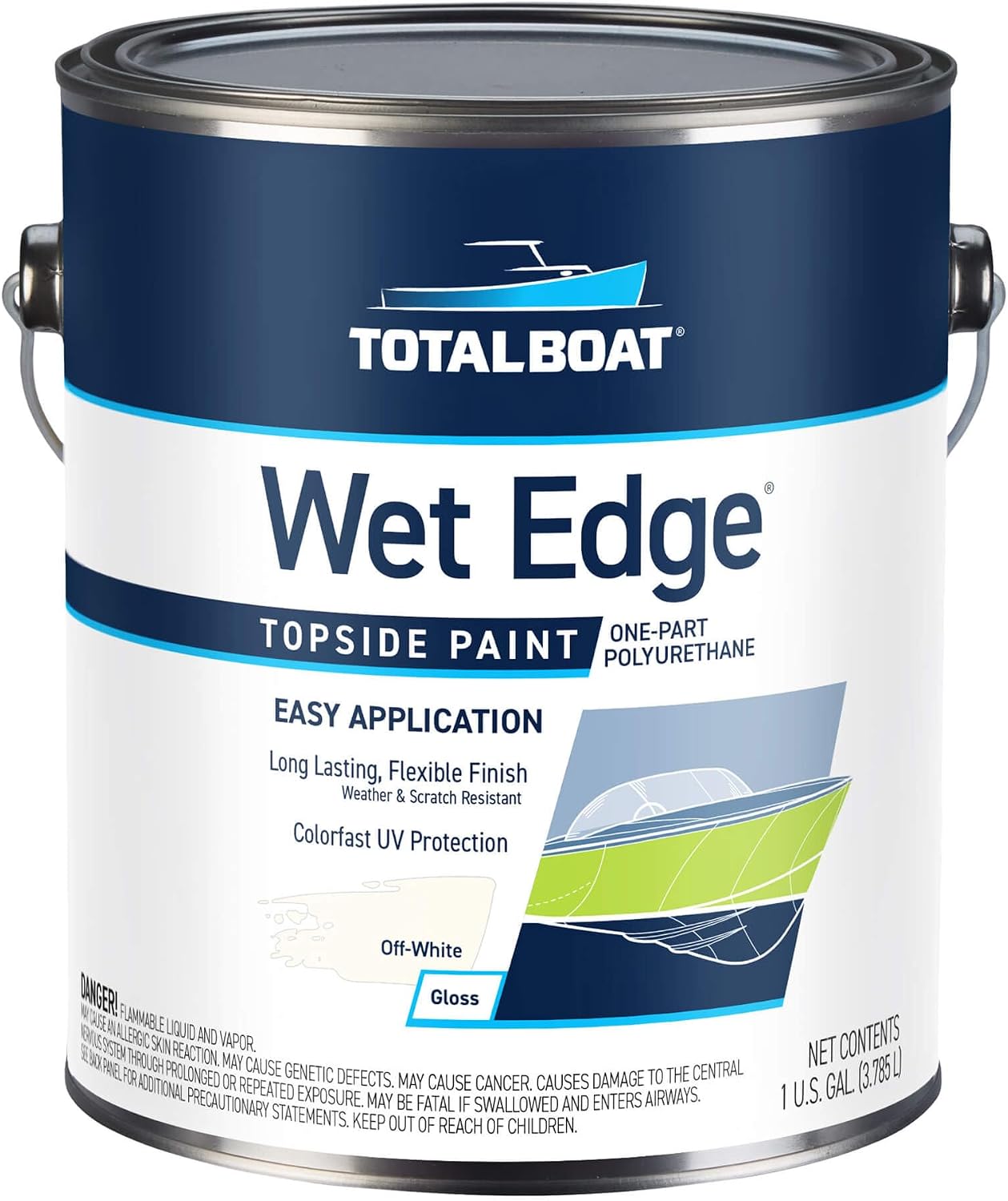 TotalBoat Wet Edge Topside Marine Paint Premium Polyurethane Coating for Boats, RVs, Exterior Trim, Fiberglass, Metal, and Wood Off-White, Gallon