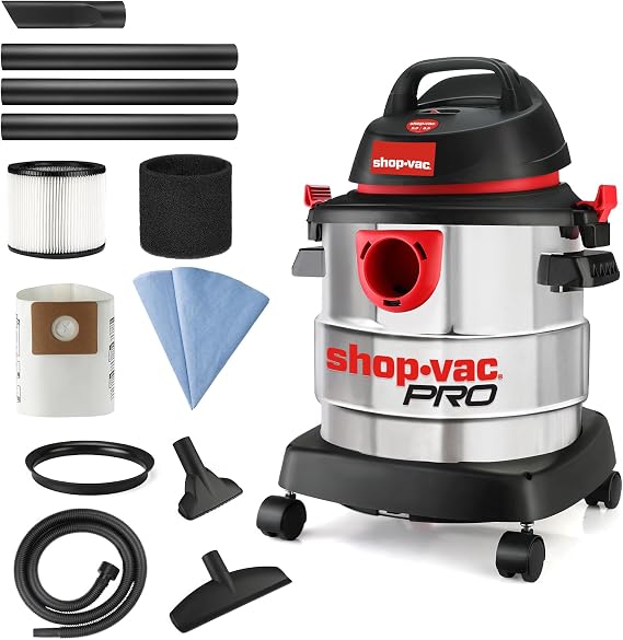 Shop-Vac 5989300 5 Gallon 4.5 Peak HP Stainless Wet/Dry Vac, Blower