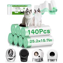 140 Count Cat Litter Bags Liners, Pre-separated Litter Robot Bags for Automatic Litter Boxes & Litter Robot 4/5/3, Thick 10-12 Gal Cat Waste Bags with Strong Ties, Fits Pans Under 24"