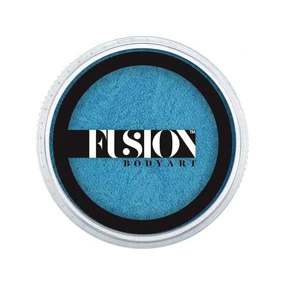 Fusion Body Art Pro Face Paint | Pearl Winter Blue (25gm), Professional Quality Water Activated Shimmery Face and Body Paint Supplies Single Metallic Makeup Cake Hypoallergenic, Non-Toxic, Safe