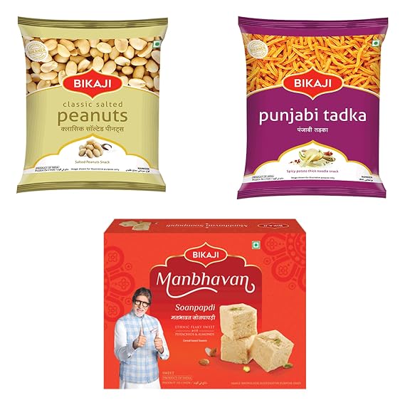 BIKAJI Soan Papdi & Savory Namkeen Indian Sweet Snack Combo 900g