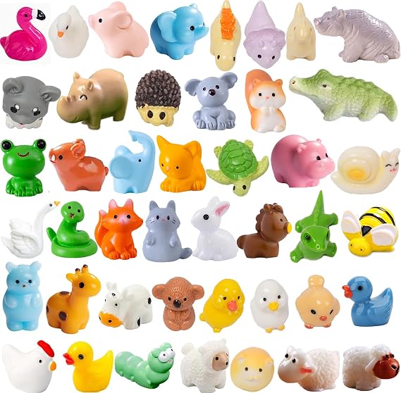 45pcs Mini Resin Animal Styles Tiny Resin Animals Decor | Mini Resin Tiny Animal for Micro Favors Garden Landscape Accessories Crafts Decor