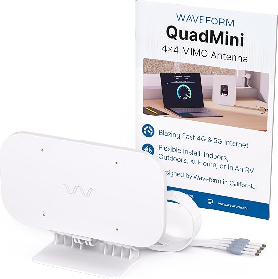 Waveform QuadMini: 4x4 MIMO Low-Profile MIMO Kit | External Antenna for 4G/5G Routers & Gateways | for EE, Three, O2, and Vodafone | Antenna Only