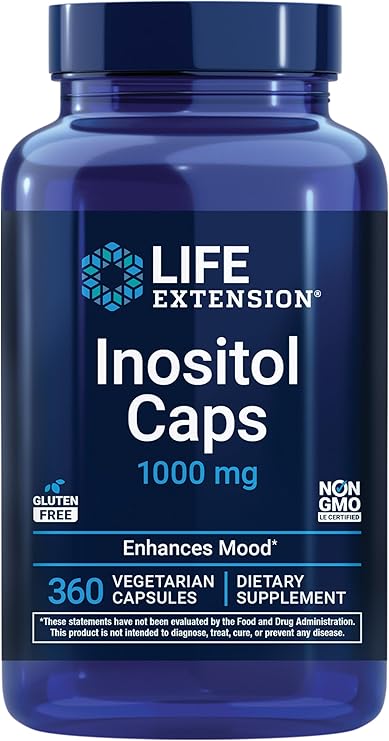 Life Extension Inositol Caps 1000 mg, Myo-Inositol Mood Health, Well-Being, Healthy Metabolism, Hormone Balance Gluten-Free, Non-GMO, Vegetarian 360 Capsules