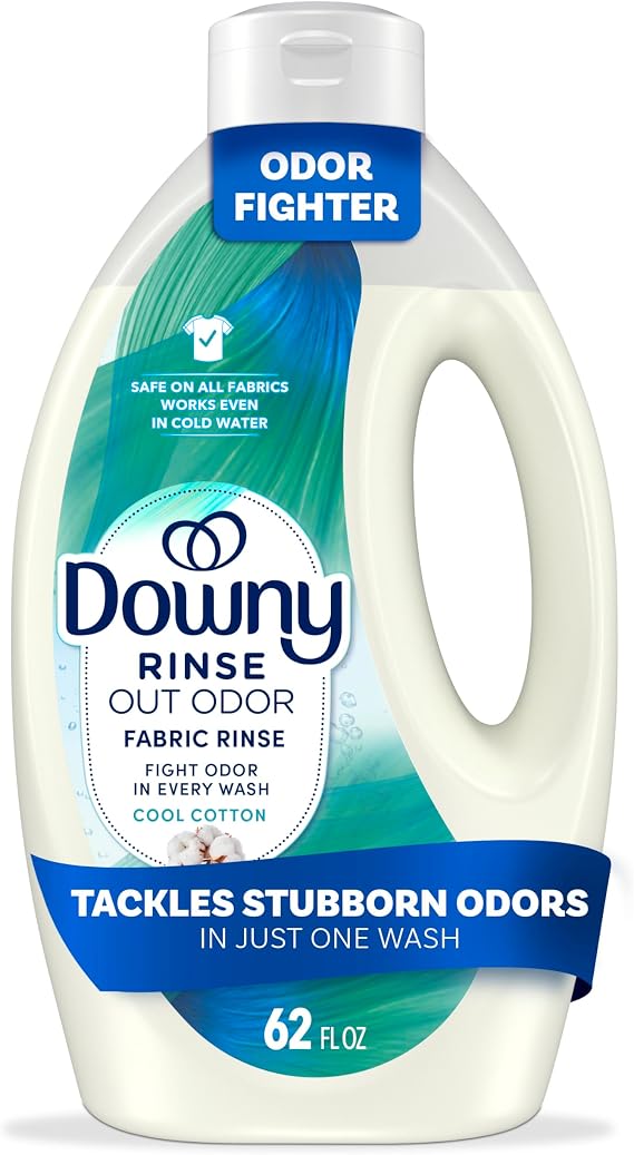 Downy Rinse Laundry Odor Remover, Cool Cotton Scent, 62 fl oz, Fabric Softener and Laundry Odor Removal Rinse, Fights Odors at the source, HE Compatible
