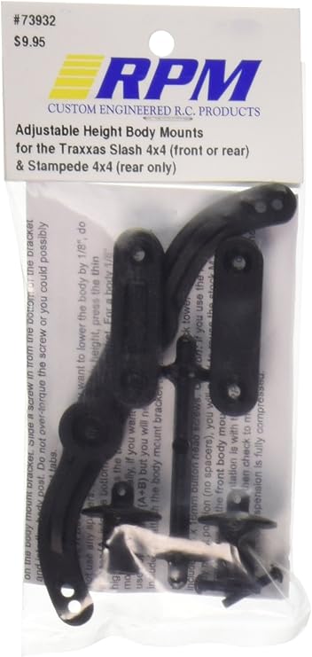 RPM Adjustable Height Body Mounts Traxxas Slash 4x4, Black