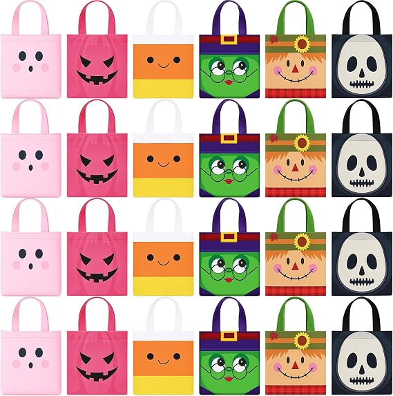 Shihanee 30 Pcs Halloween Treat Bags Trick or Treat Tote 6 Designs,Ghost